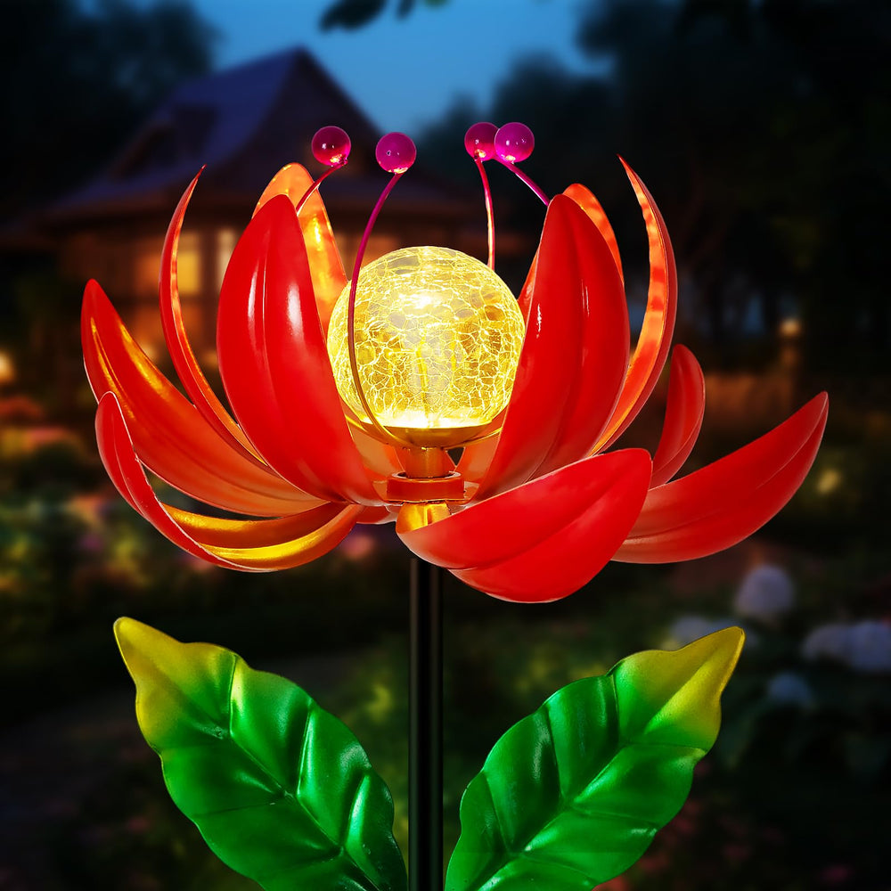 AIINY solar lotus windmill pathway light providing warm path illumination