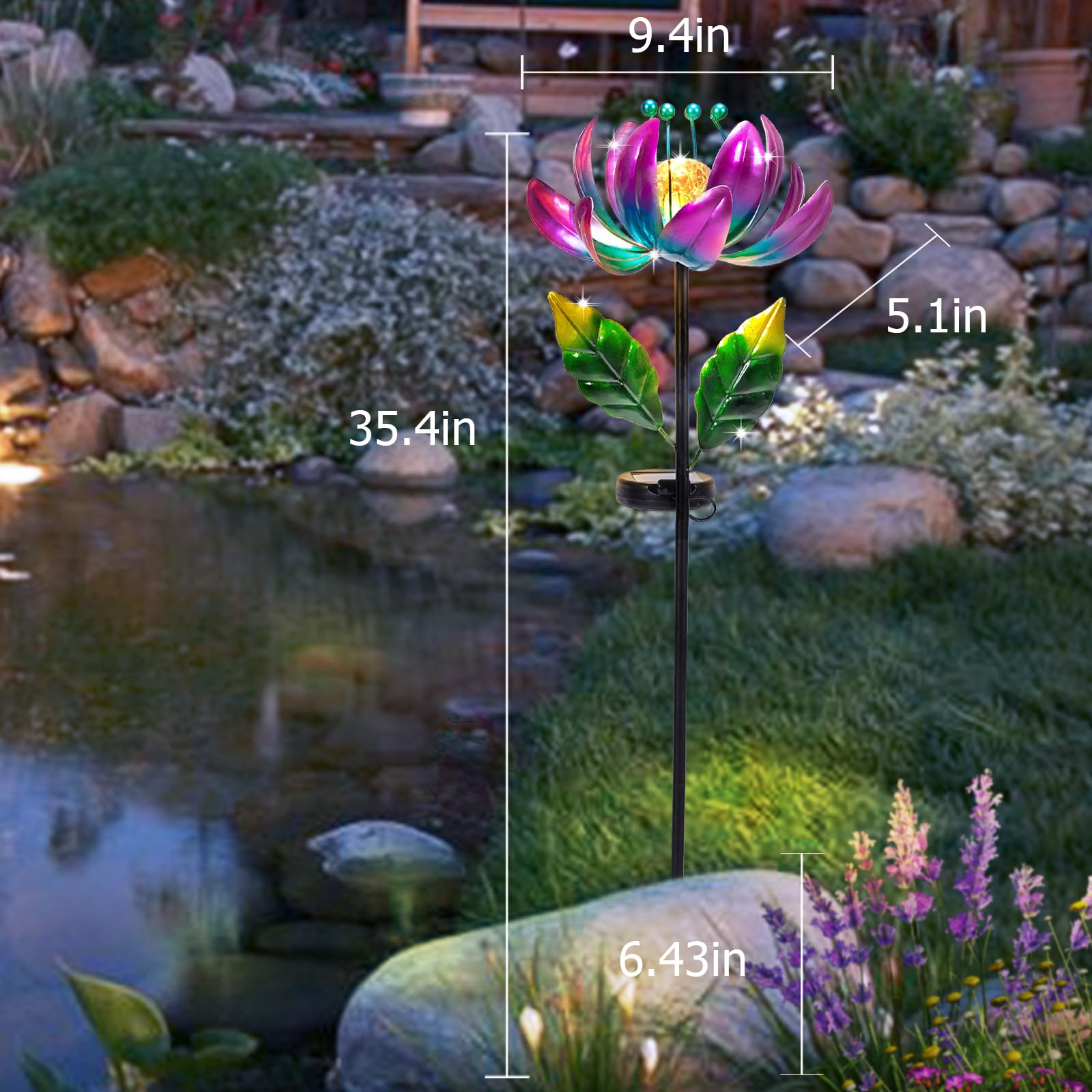 AIINY weatherproof metal solar panel powering year-round garden decor