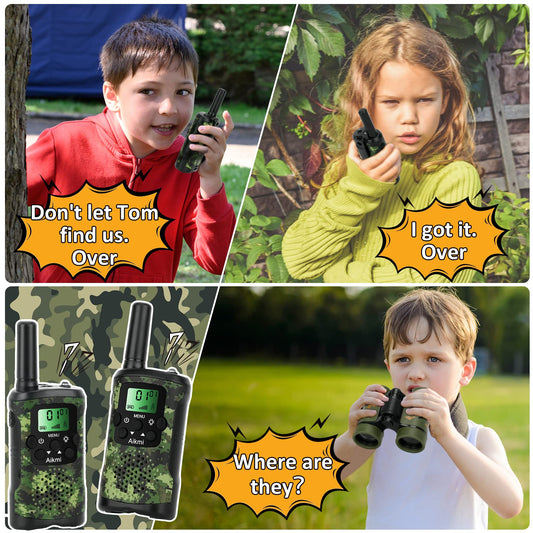 Aikmi kids two way radios used during pretend spy game to promote communication