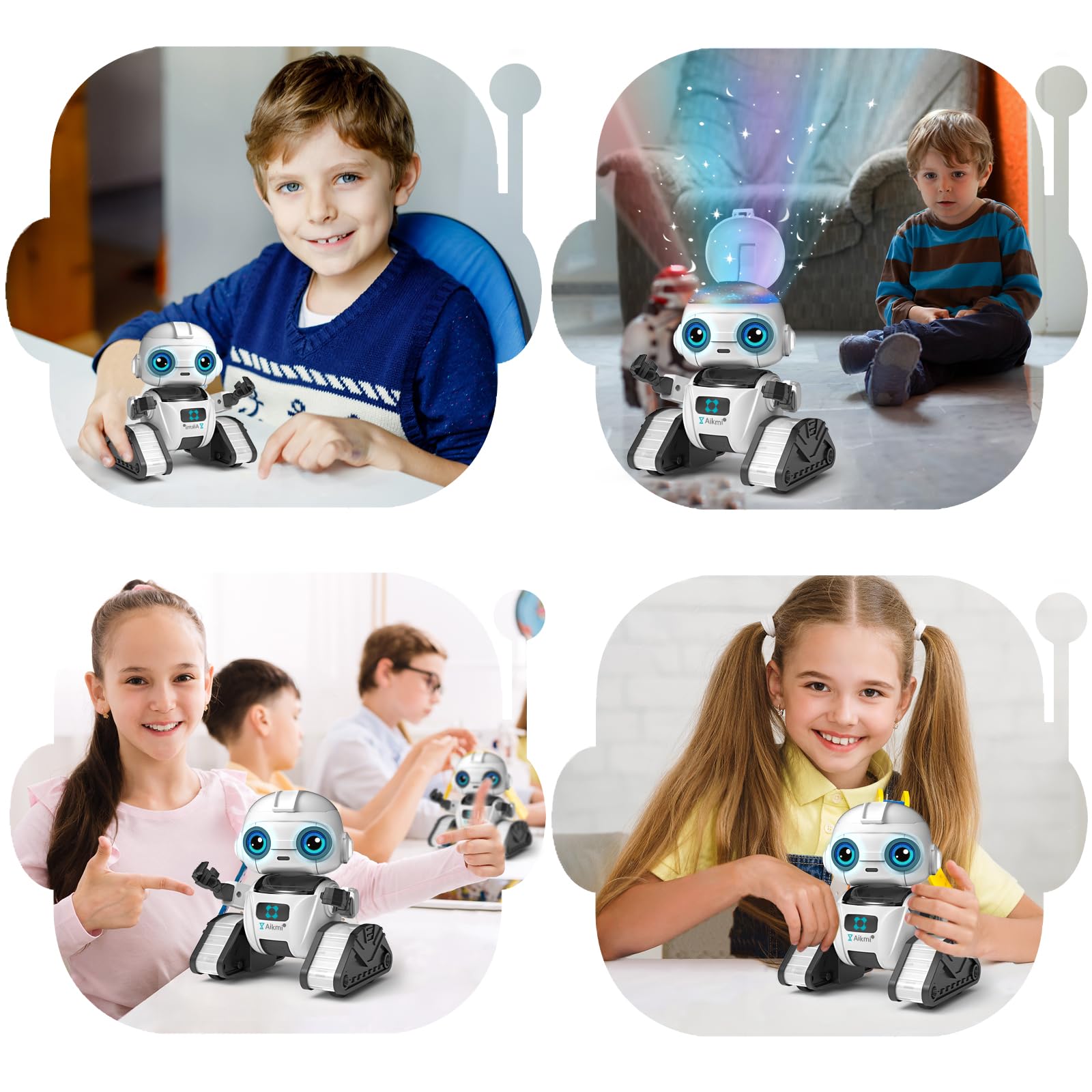 Aikmi robot uses a durable design suitable for small hands and safety.