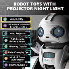 Aikmi robot toy features music and dance tunes to energize playtime.