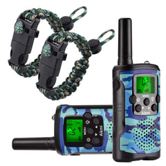 Aikmi blue camouflage walkie talkie designed for kids' outdoor adventures