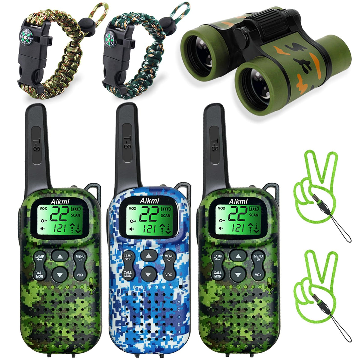 Aikmi walkie talkies for kids 3-pack ready for backyard adventures.