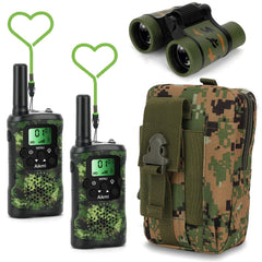 Aikmi walkie talkies for kids in a forest setting for outdoor play and teamwork