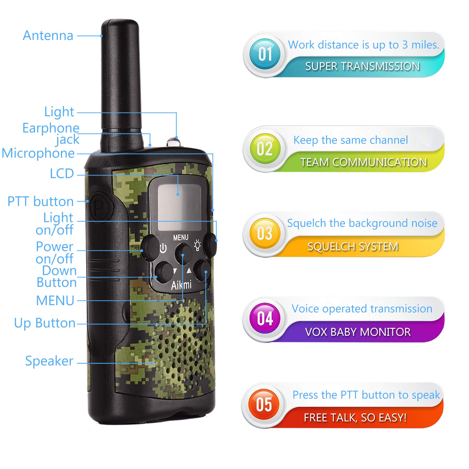Aikmi kids walkie talkie in outdoor camping setup for adventures