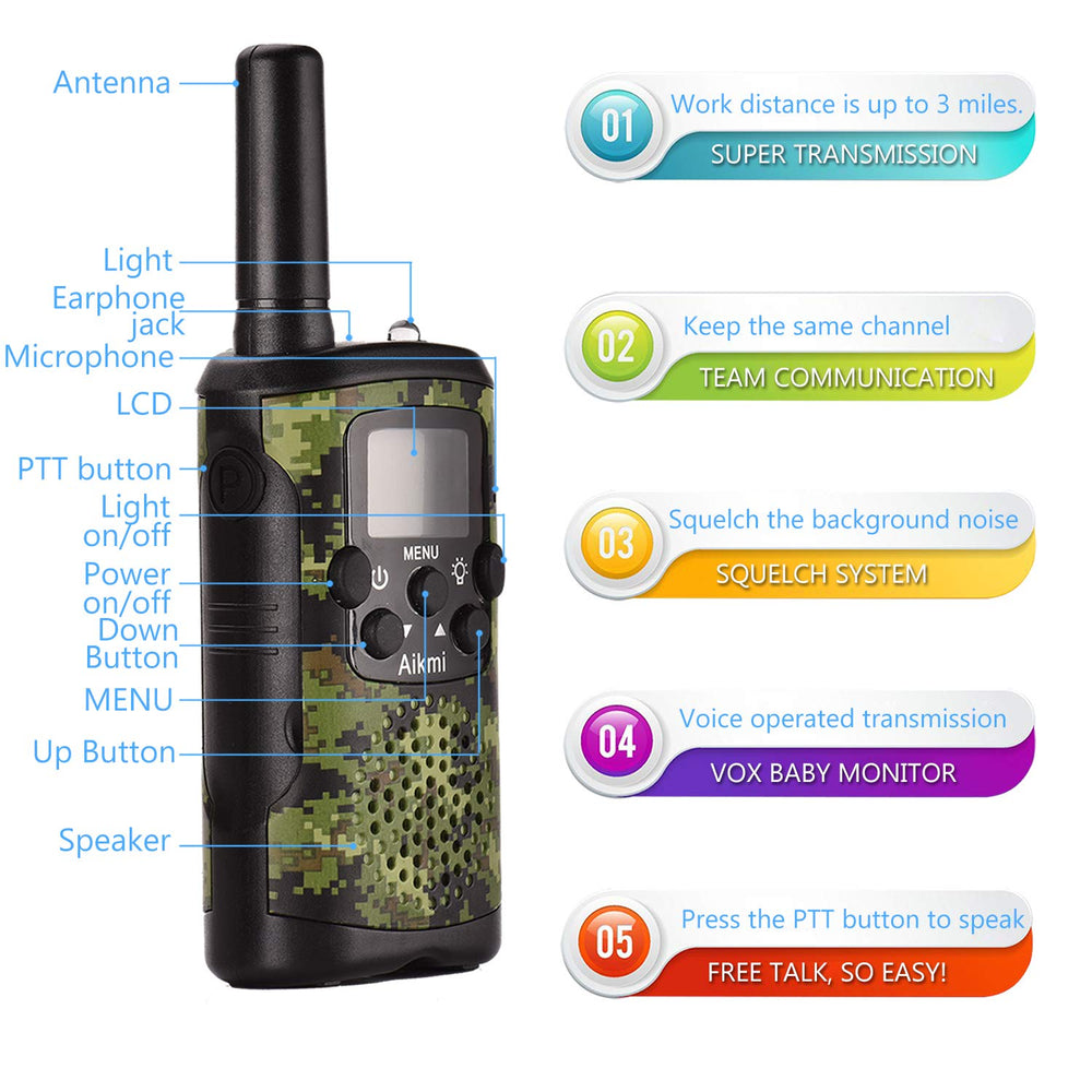 Aikmi kids walkie talkie in outdoor camping setup for adventures