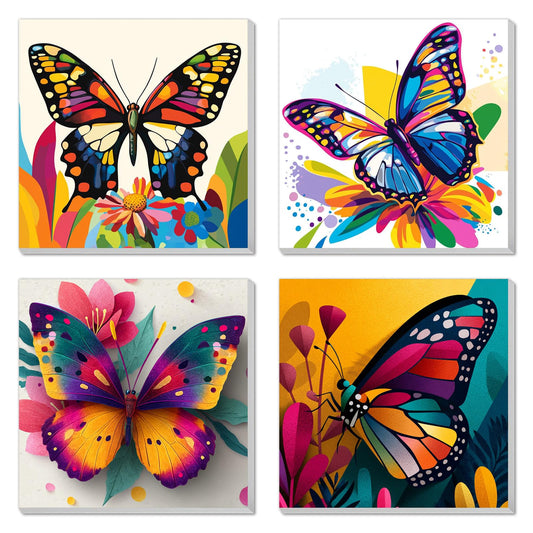 AILIBUT butterfly paint by numbers framed canvas 8x8 ready to display.
