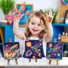 Four pre-printed canvases with frames for quick start
