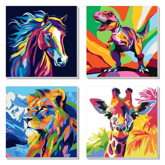 AILIBUT horse paint-by-number on 8x8 canvas for kids boosts creativity
