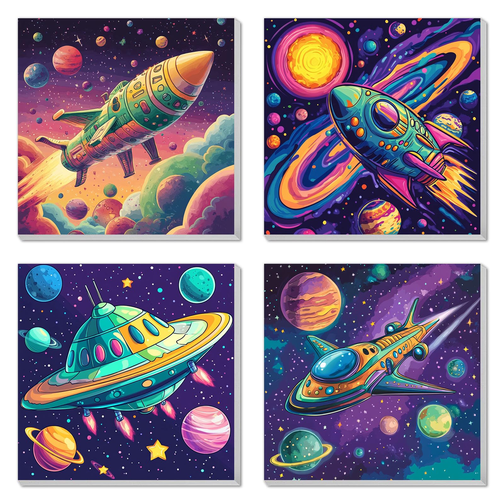 AILIBUT outer space paint by numbers kit with framed canvases