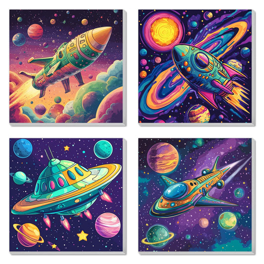 AILIBUT outer space paint by numbers kit with framed canvases