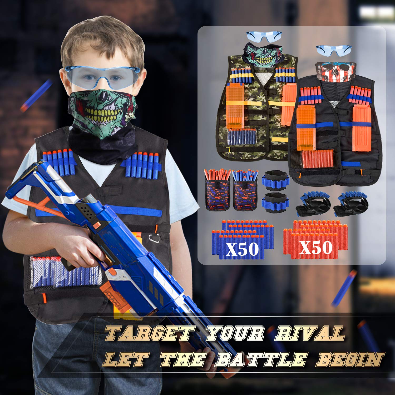 AILUKI bundle pack offers a complete ready-to-play Nerf set for kids.