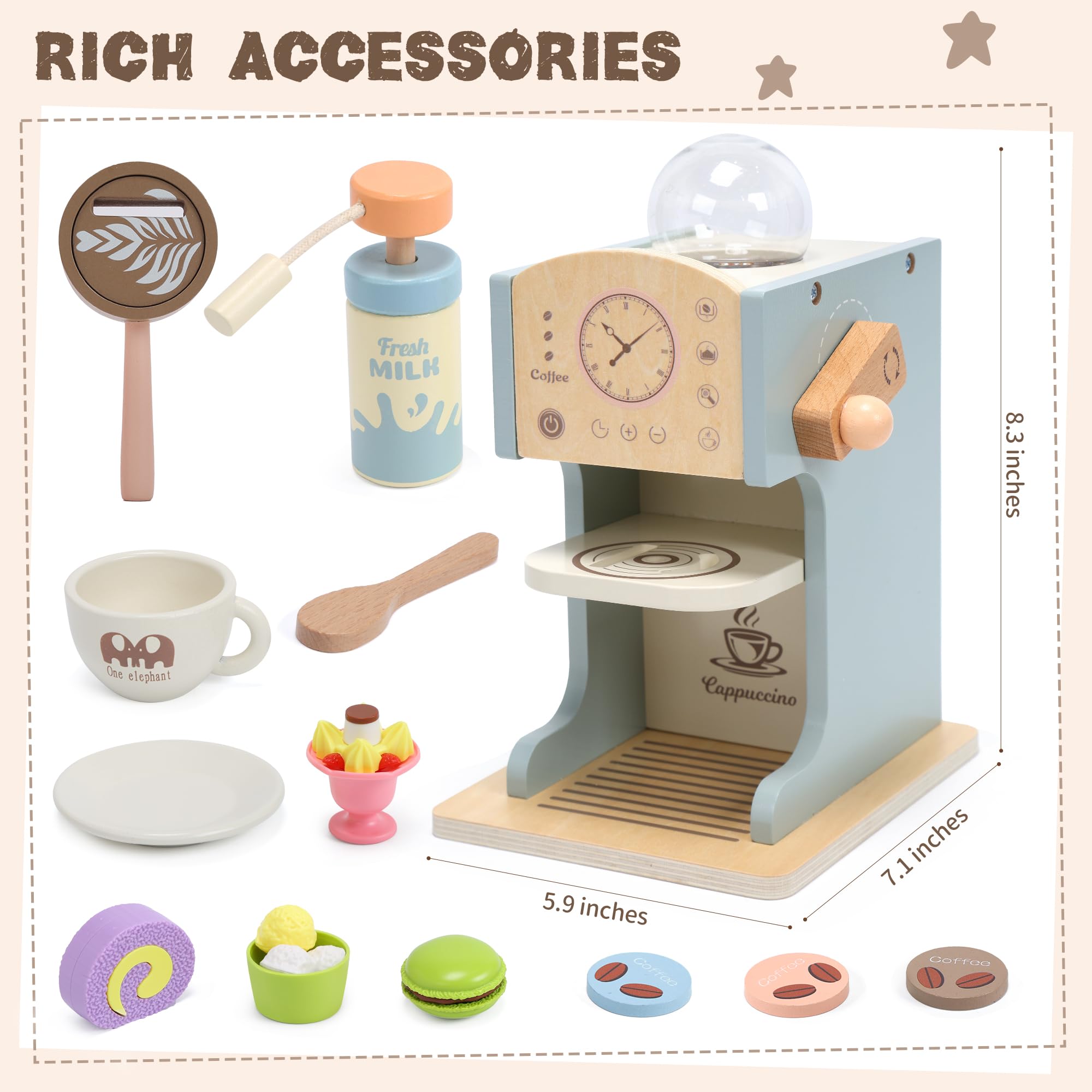 Aimafun milk frother toy with a pressable button for lifelike beverage prep.