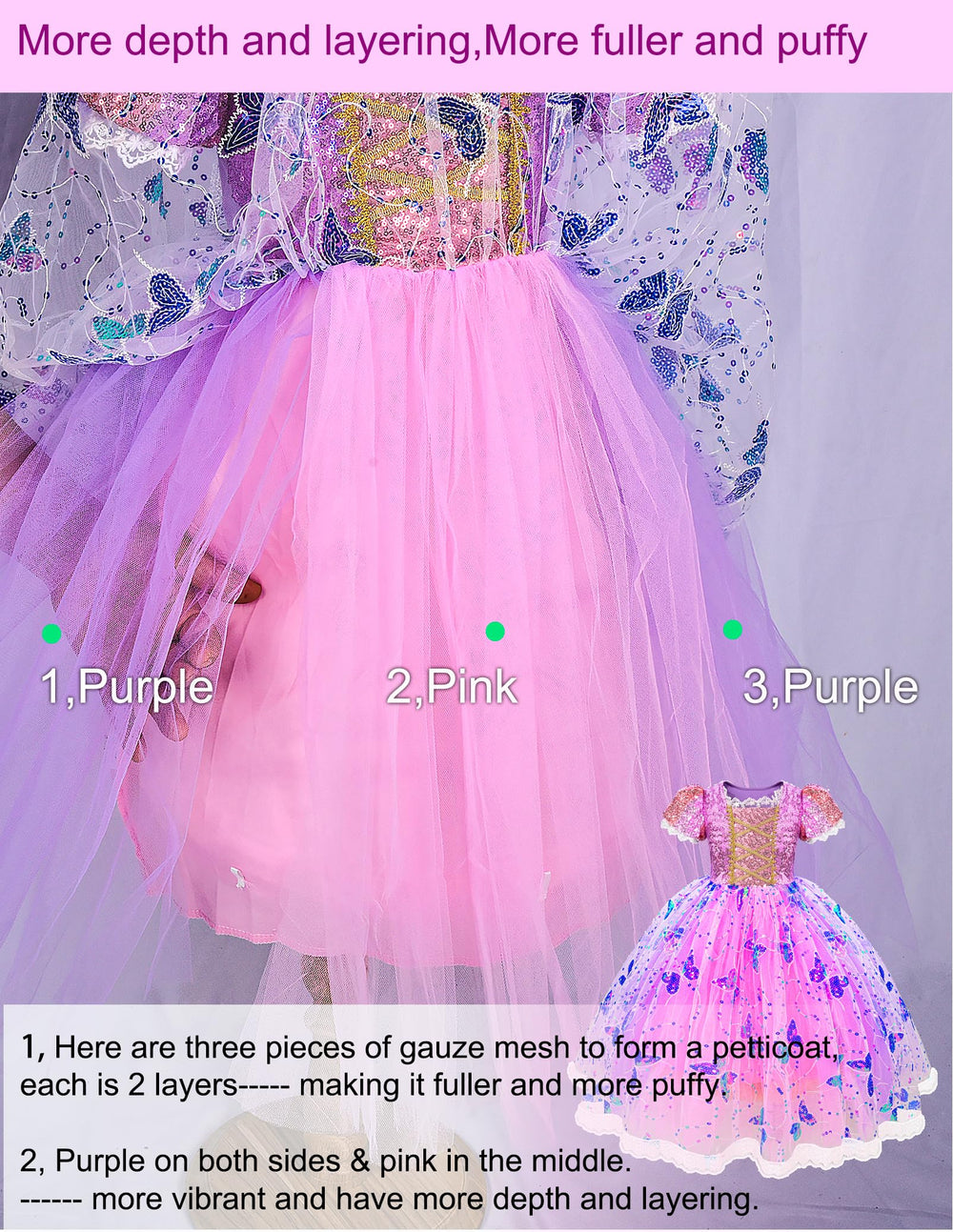 Aimeiar Princess Dress lace collar details add elegance to dress-up moments.