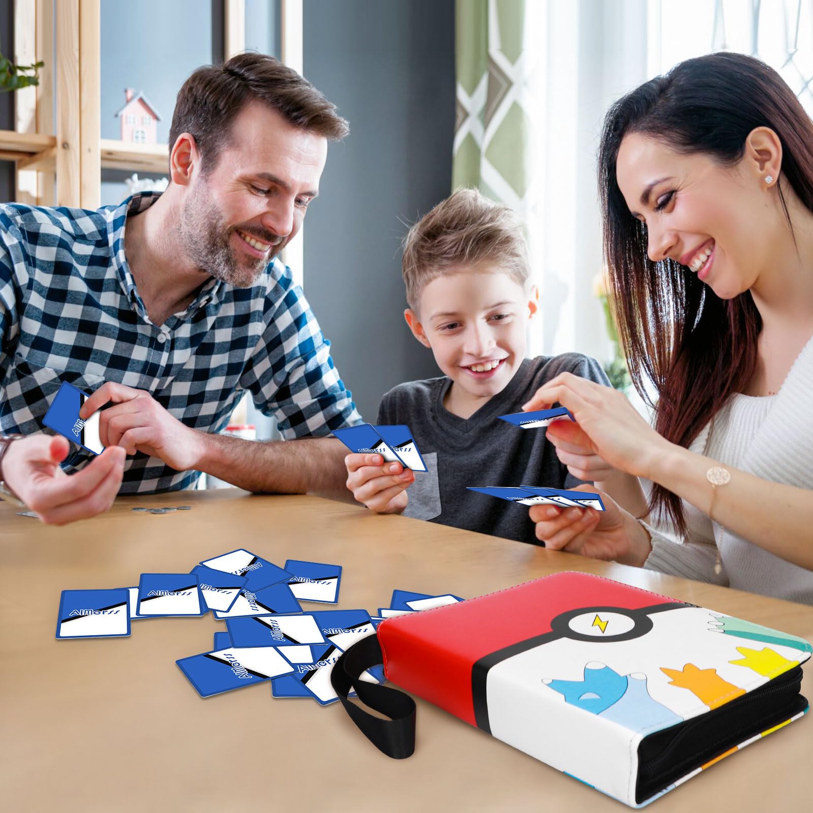 AIMerss binder holds multiple card types from baseball to game cards.