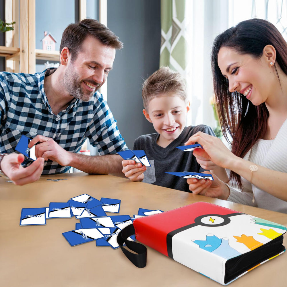 AIMerss binder holds multiple card types from baseball to game cards.