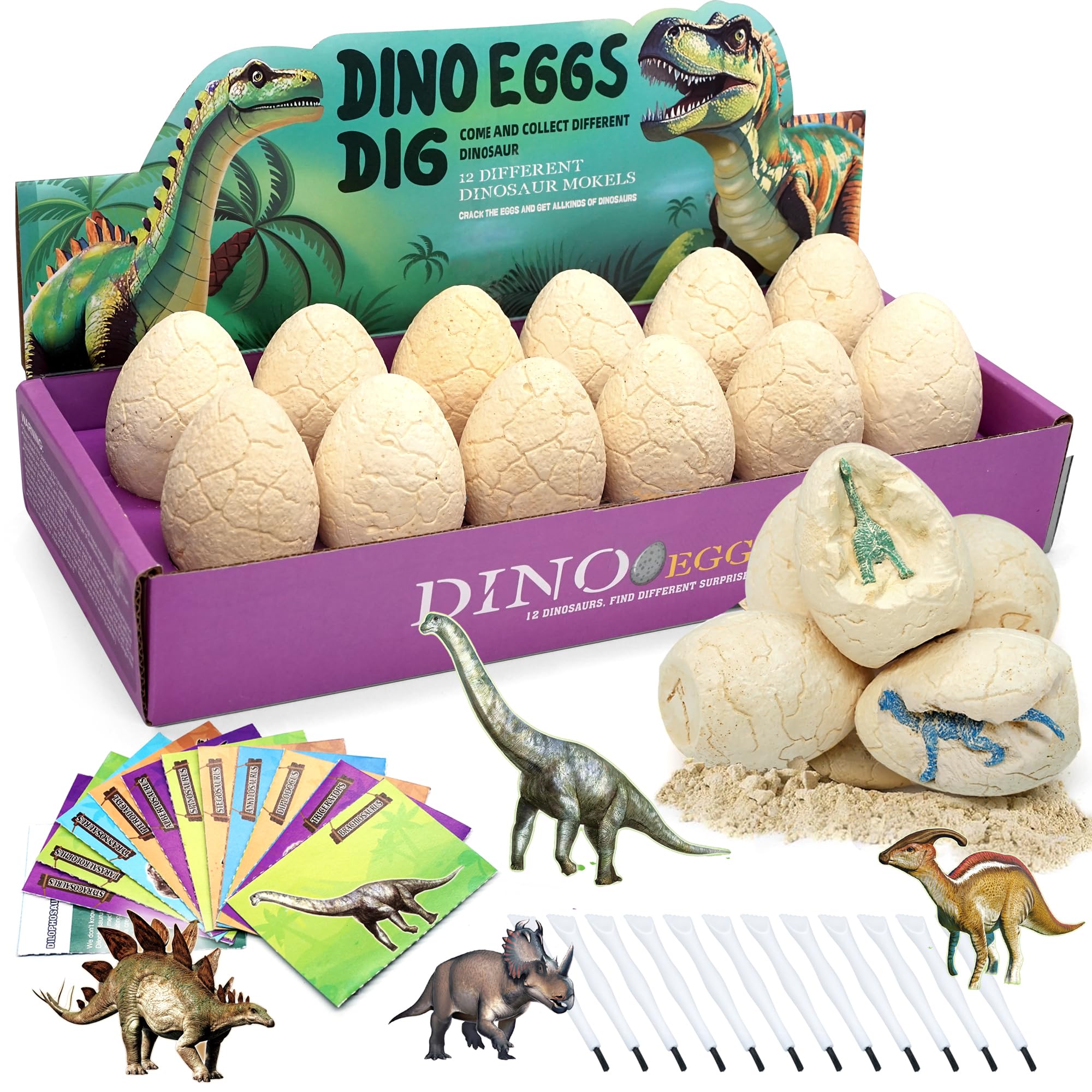 Aimiffy Dino Egg Dig Kit: hands on archaeology play with 12 eggs.