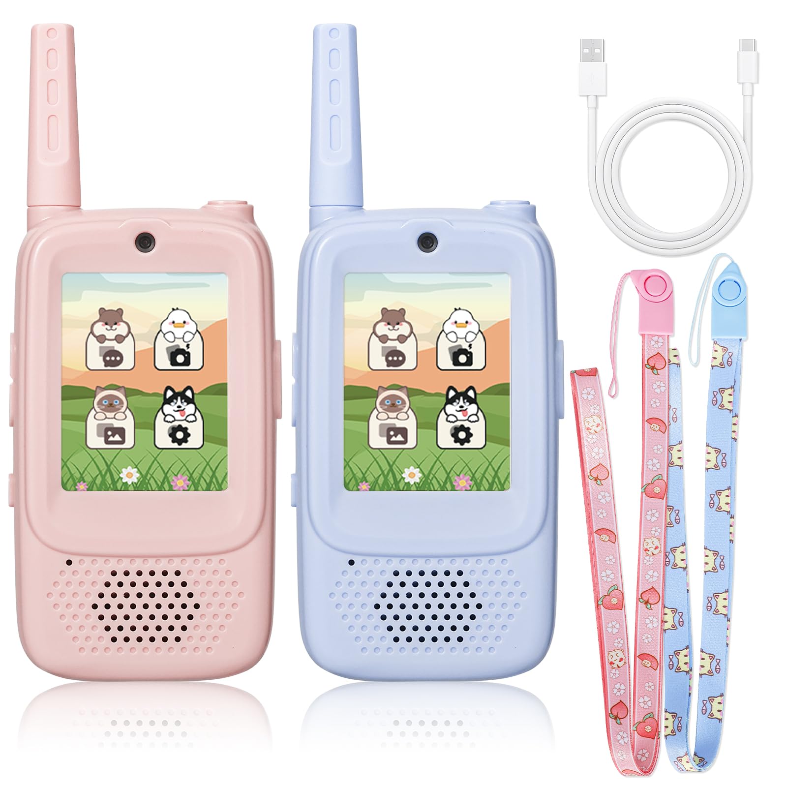 AIMINLRRN video walkie talkie pair ready for kids' outdoor adventures.
