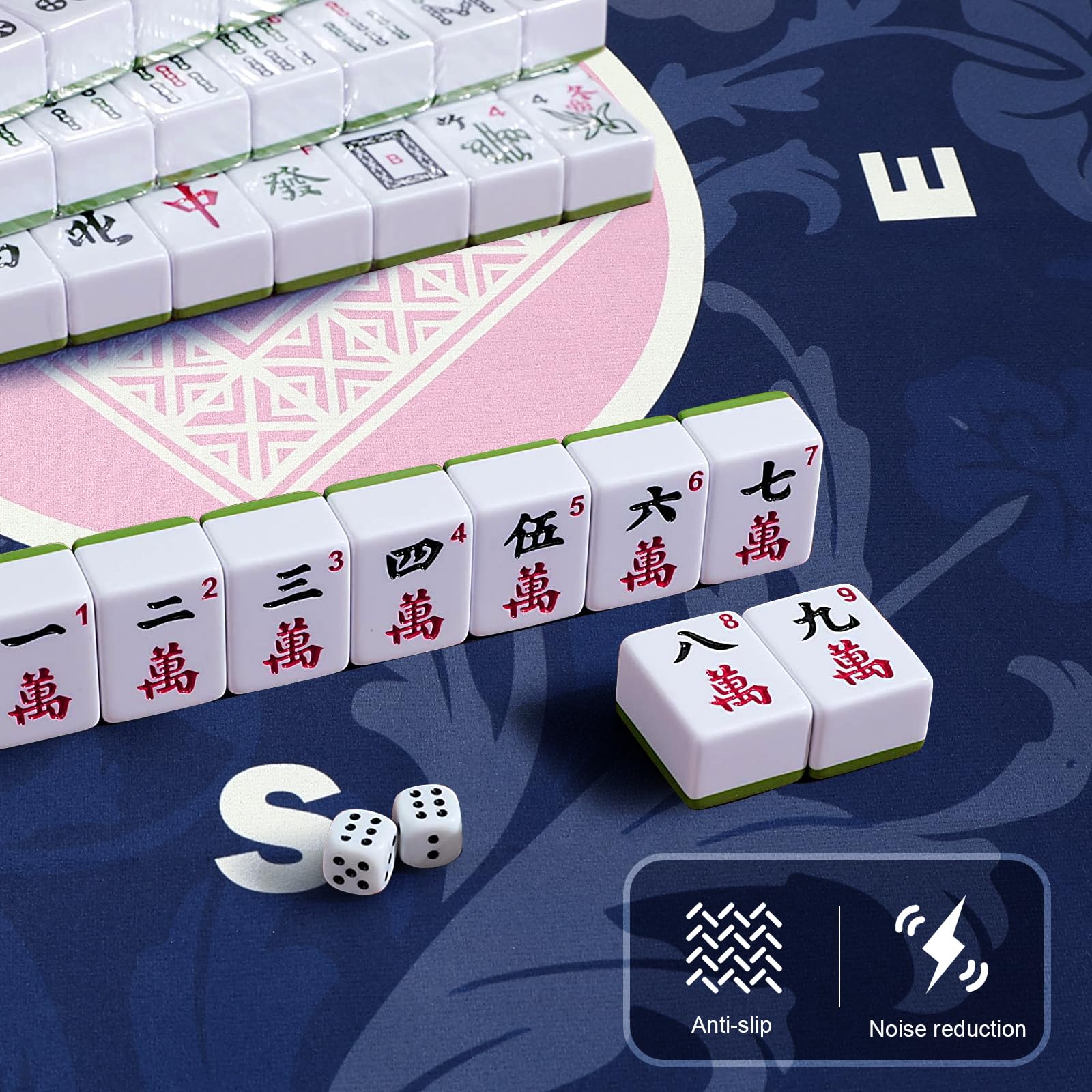 AIMUCT Mahjong Mat measures thirty-one point five inches square for space.