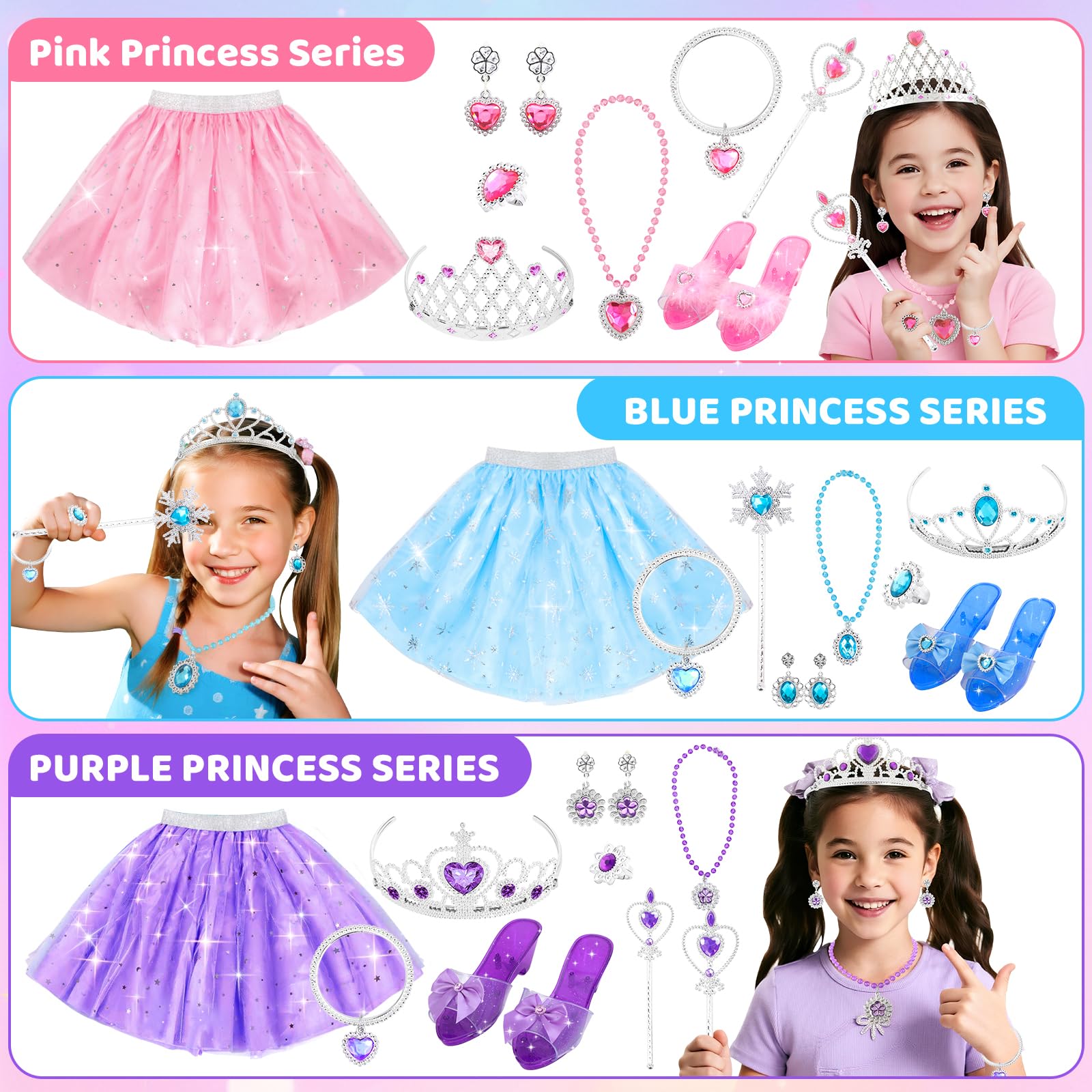AINIOKA Princess dress set crowns add royal sparkle for pretend play