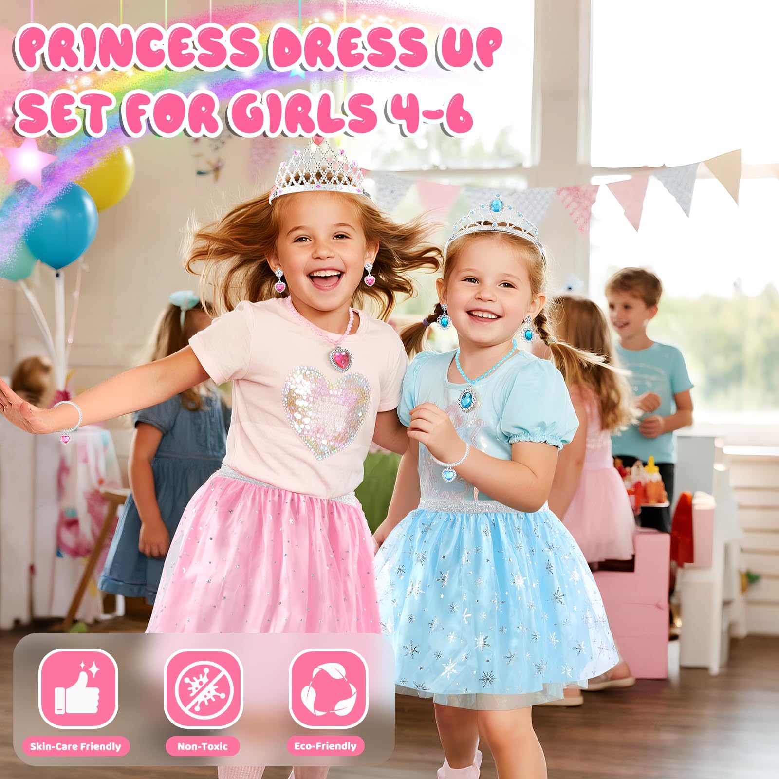AINIOKA Princess dress set elastic waist dresses grow with her for comfort