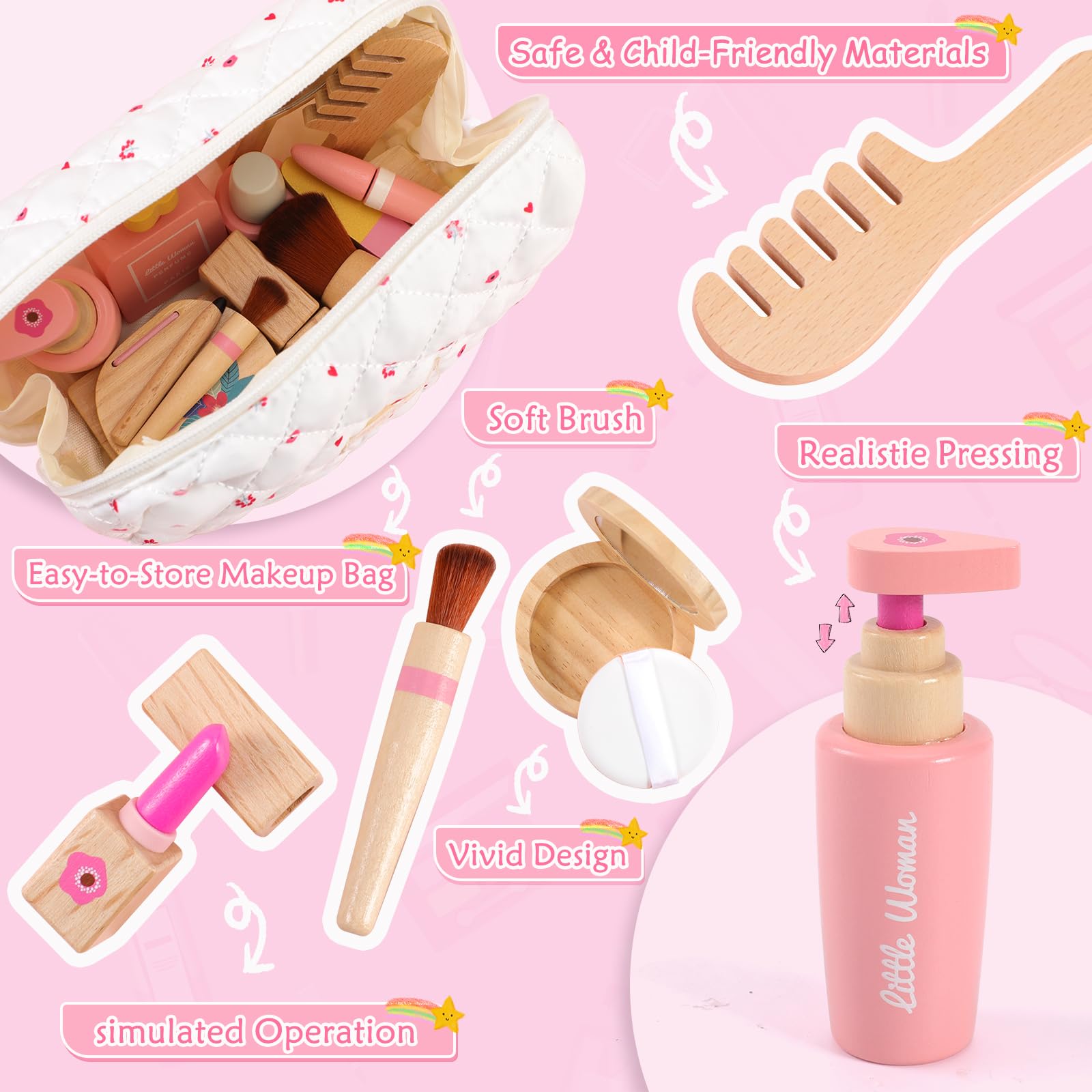 AINIOKA wooden eyeshadow palette for safe, mess-free beauty play