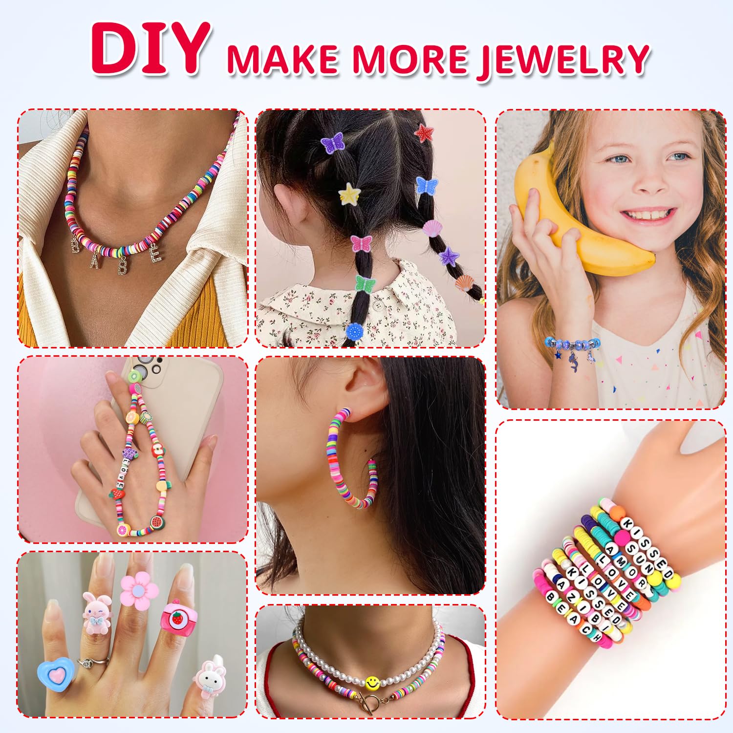 AIPRIDY strings, pliers, and instructions shown for quick bracelet crafting.