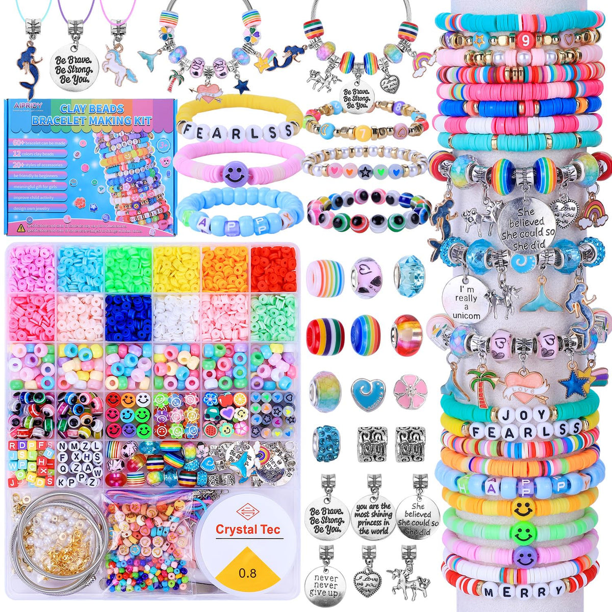 AIPRIDY unicorn bracelet kit with colorful beads for creative jewelry making.