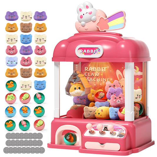 Aiqi claw machine with rabbit design and LED lights enhances party play.