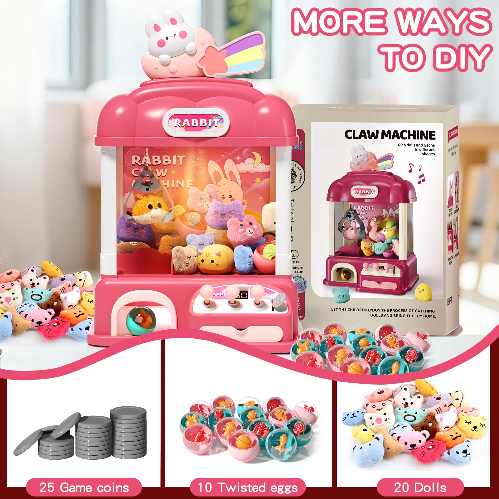 Aiqi claw machine offers 10 surprise eggs as rewards.