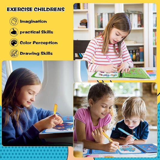Air Blow water coloring book animals for portable learning on the go