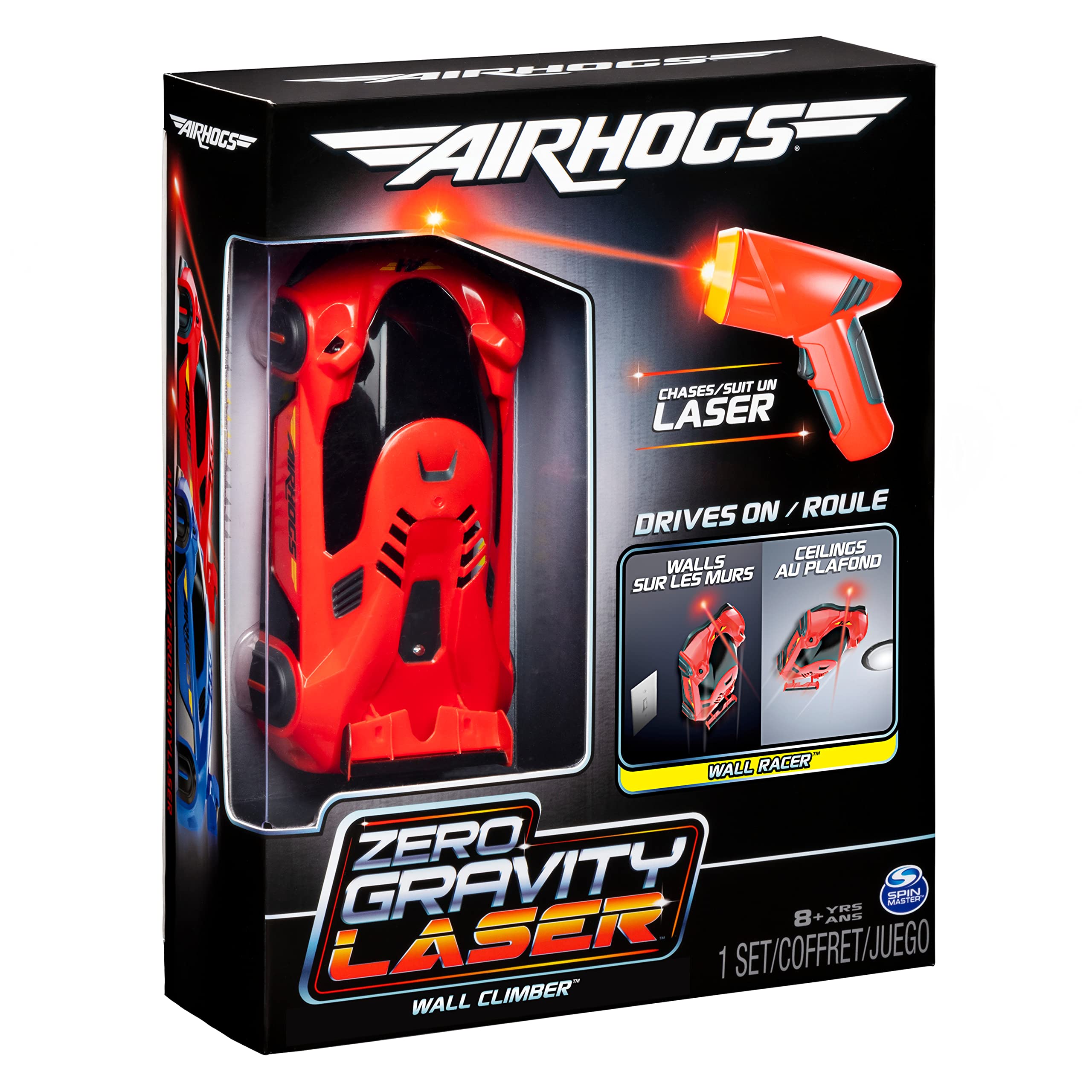 Air Hogs box contents include vehicle, controller, cable, and guide.