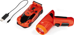 Air Hogs controller LED guides laser for precise chasing.