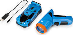 Air Hogs Zero Gravity Light chasing LED beam across floor, wall, and ceiling.