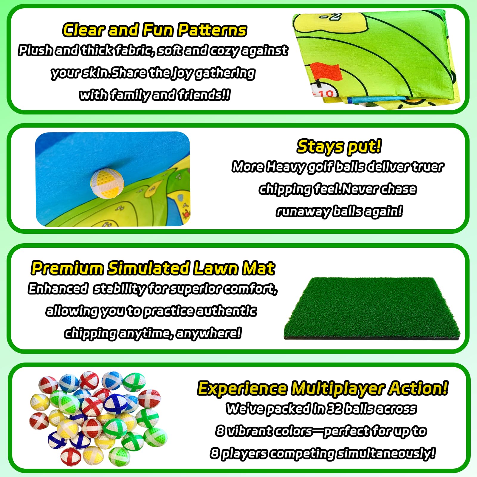 Airaperto Battle Golf Chipping Mat multiplayer mode features eight colors for rounds