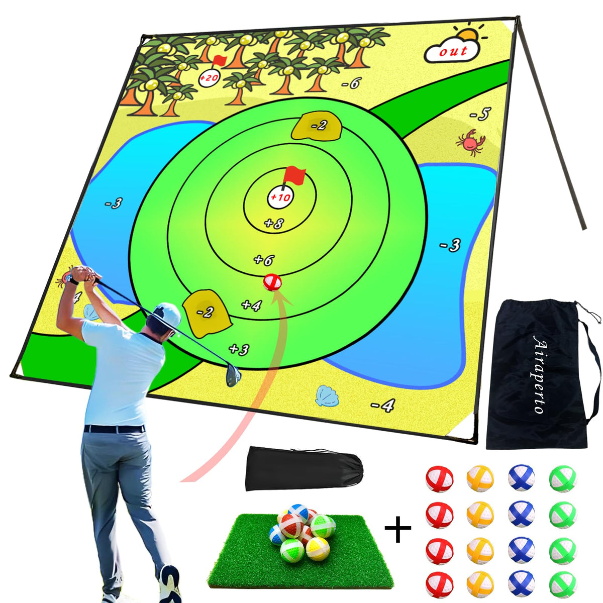 Airaperto Battle Golf Chipping Mat setup shows a large stable surface for diverse practice