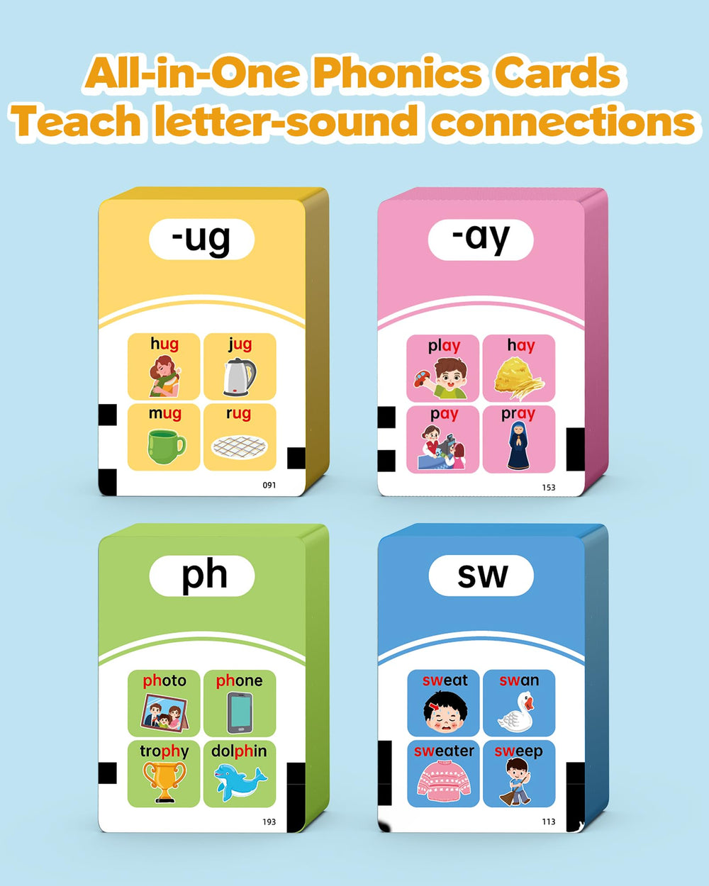 Airbition long-vowels-diphthongs cards expand phonics knowledge and spelling accuracy