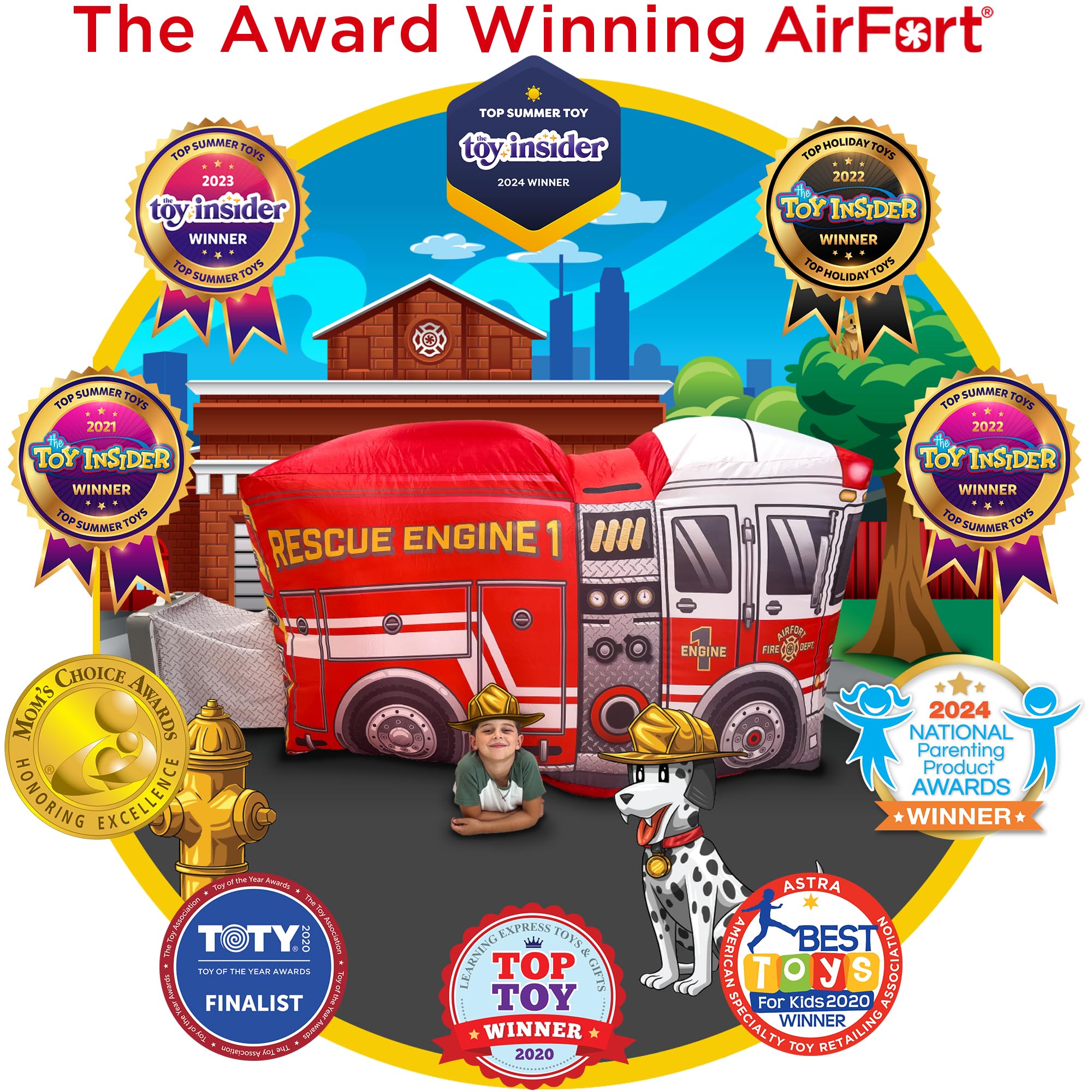 Air Fort Firetruck breathable mesh window for visibility and airflow
