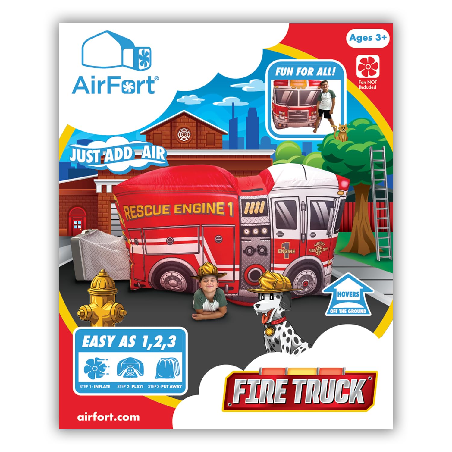 Air Fort Firetruck roomy interior supports group play