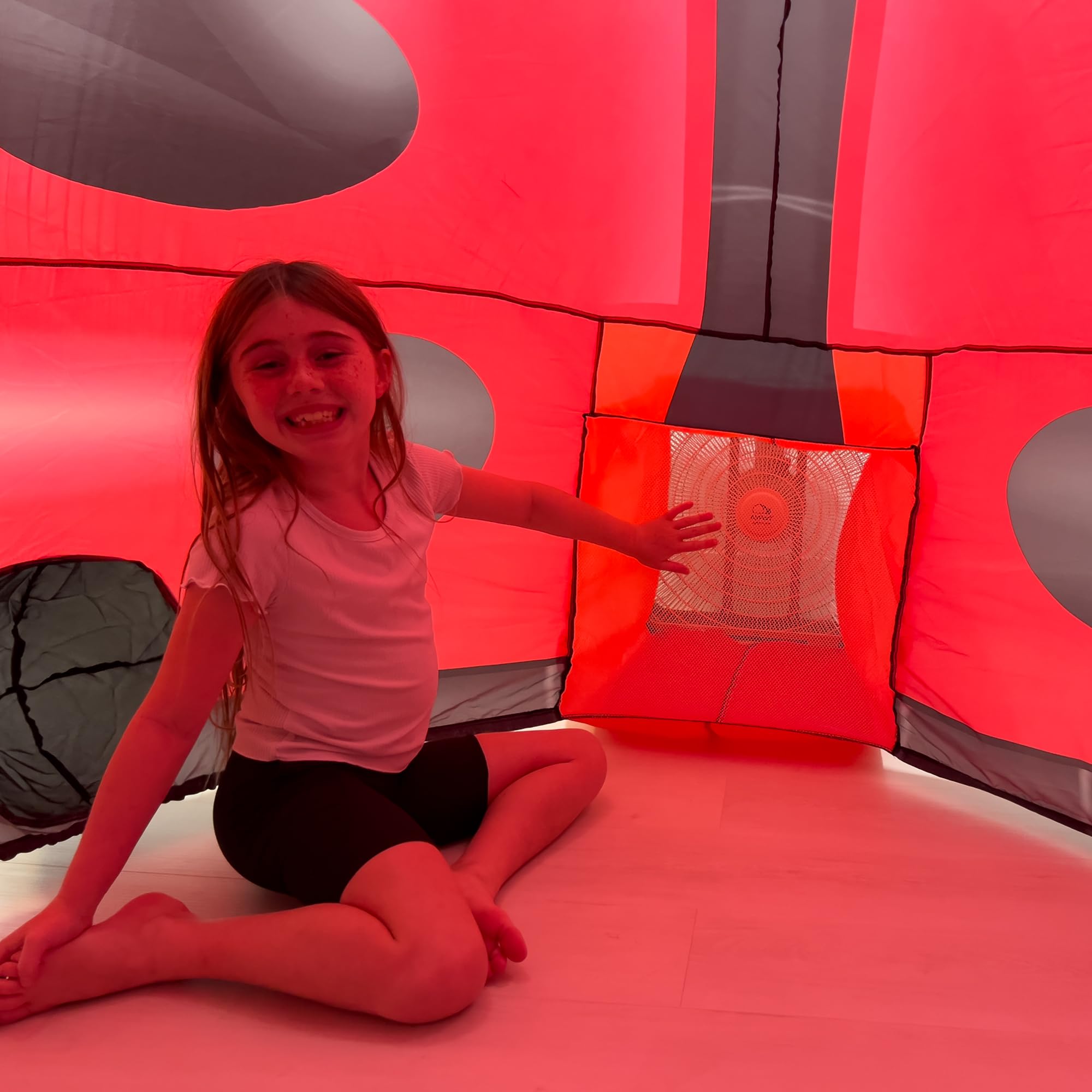AirFort Ladybug compatibility with standard box fan (not included) for inflation.