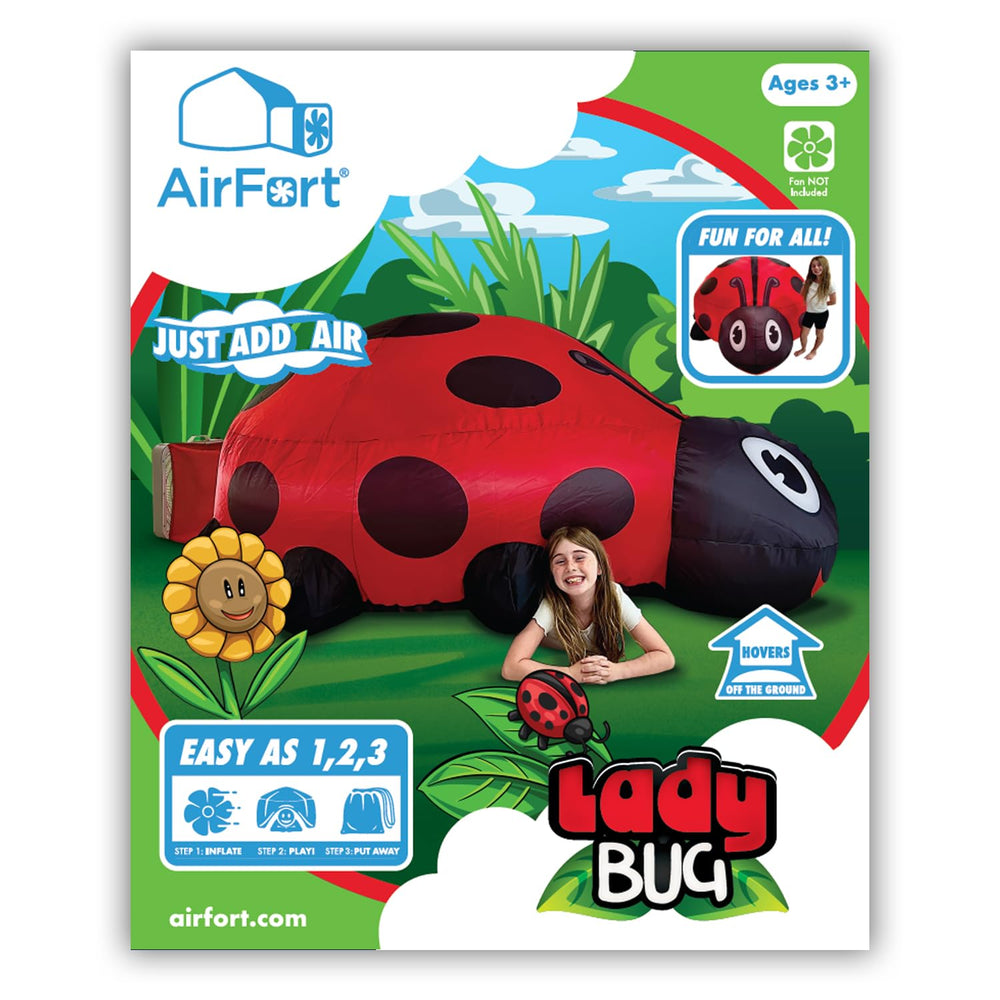 AirFort Ladybug play area with roomy 6.5 ft diameter for kids.