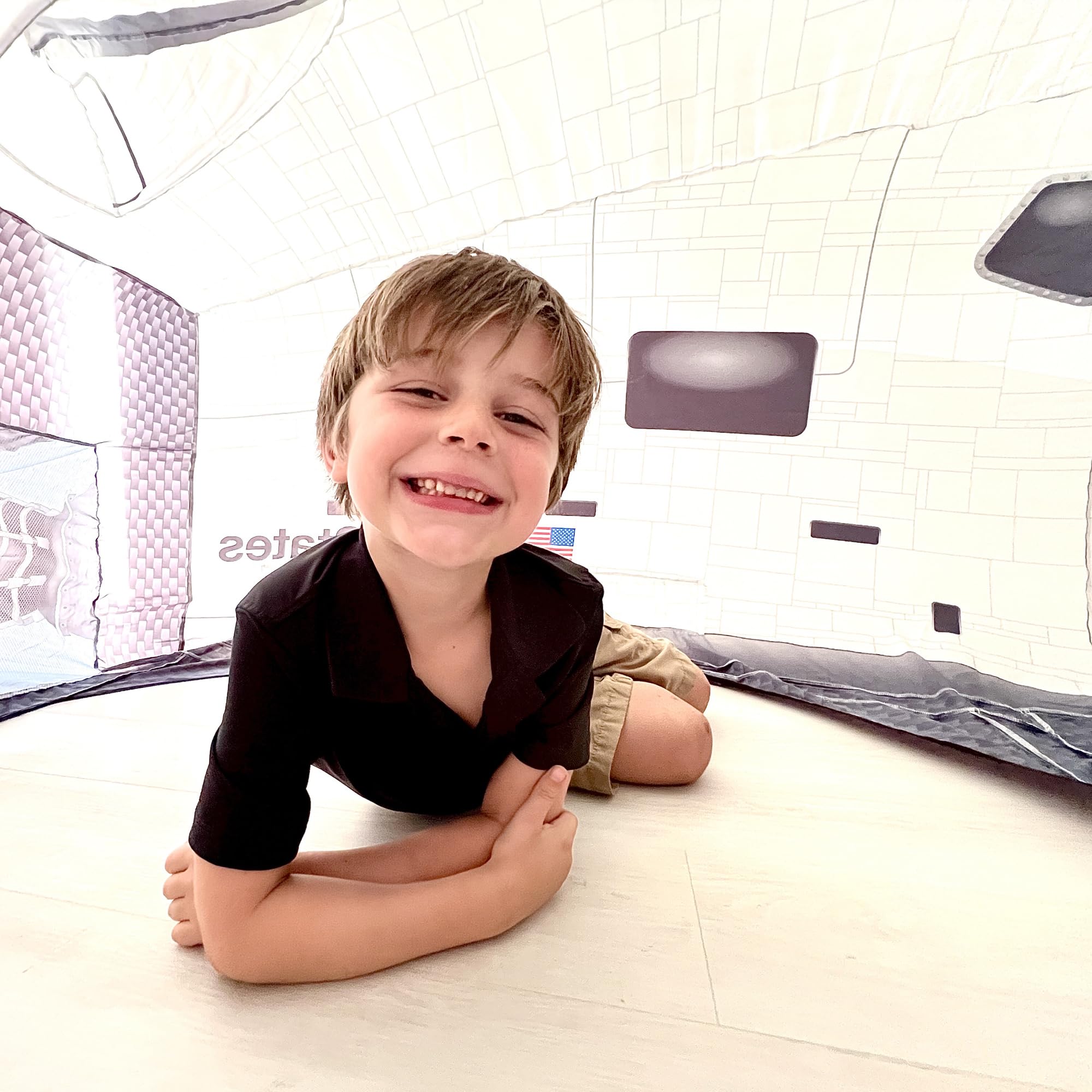 Air Fort Space Shuttle box fan not included; use your own fan.