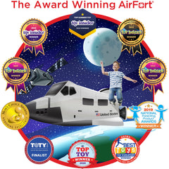 Air Fort Space Shuttle at sleepover with breathable, comfy play space.