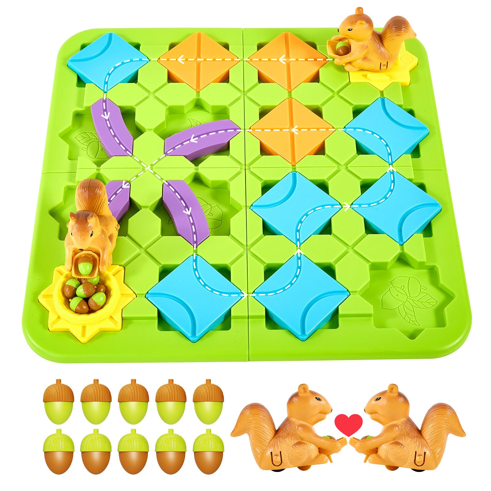 Airkid Squirrel theme characters and acorns guide a colorful path for problem-solving play