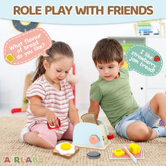 Airlab bread slices complete the pretend breakfast set for little chefs.