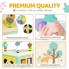Airlab shape-sorter cube supports early cognitive skills with engaging sorting activities.