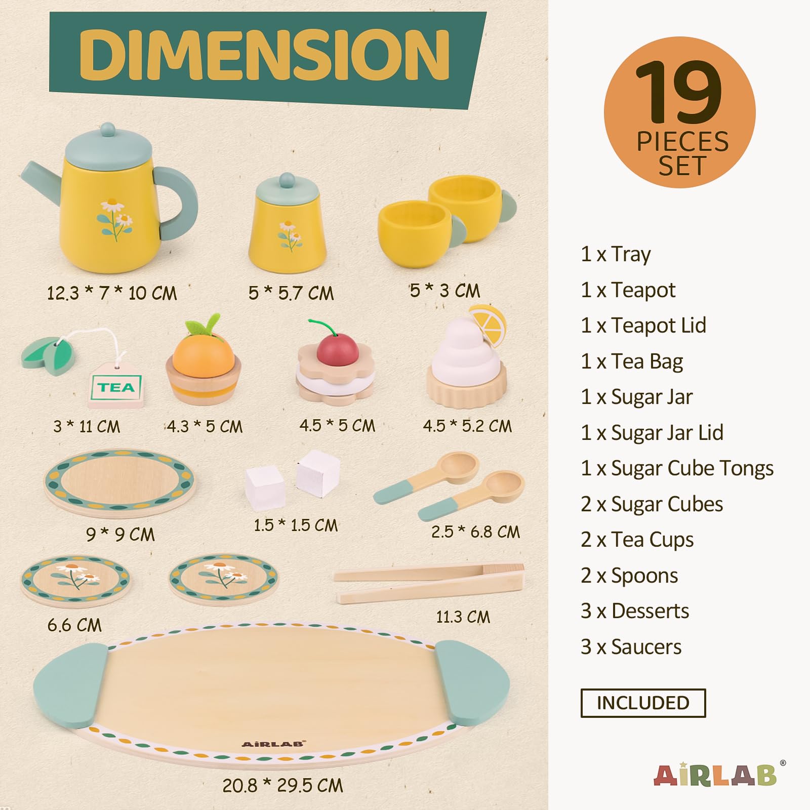 Airlab tea set sugar jar adds sweetness to pretend kitchen fun and sharing.