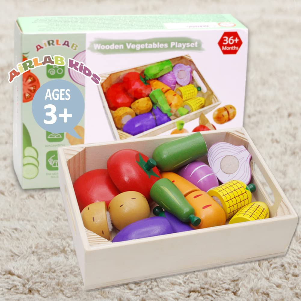 Airlab wooden knife for safe pretend cutting with the play set.