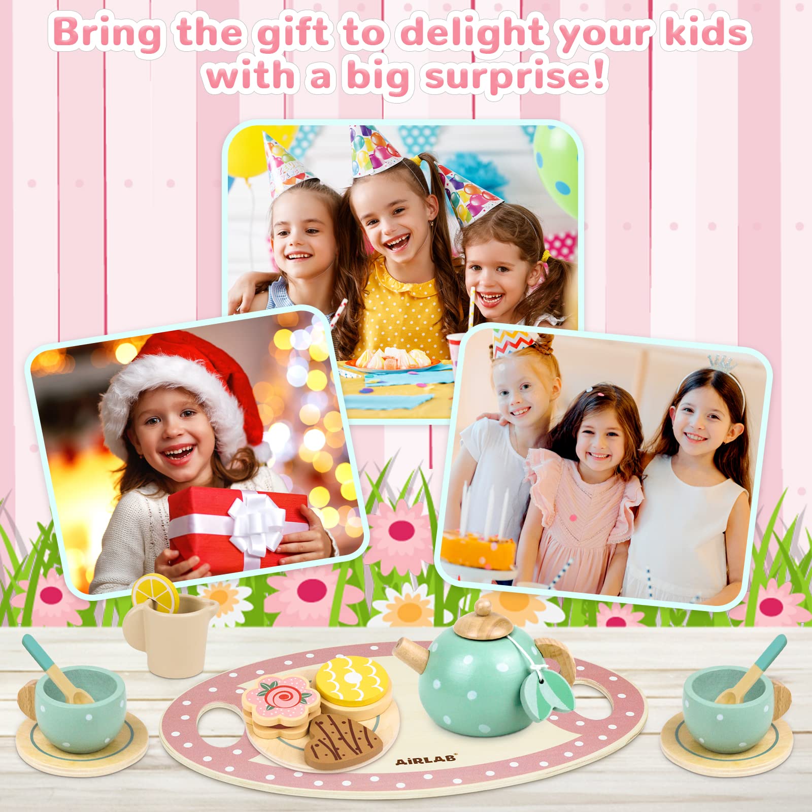 Airlab wooden tea set chocolate cookie for tasty pretend treats