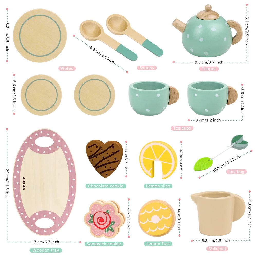 Airlab wooden tea set lemon tart for bright dessert play